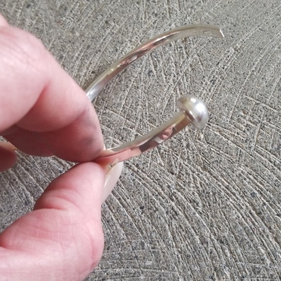 Sterling silver plated nail head cuff bracelet - Picture 2 of 2